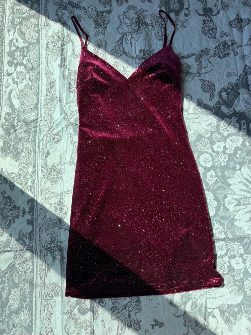 Sparkle Burgundy Velvet mini Dress